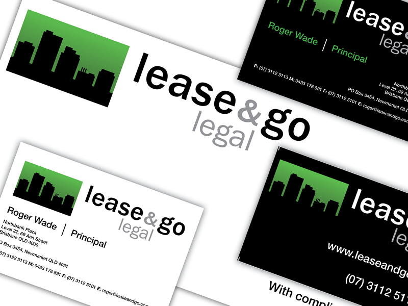 Lease & Go Legal, branding and business card designs. Lease & Go Legal, branding and business card designs.