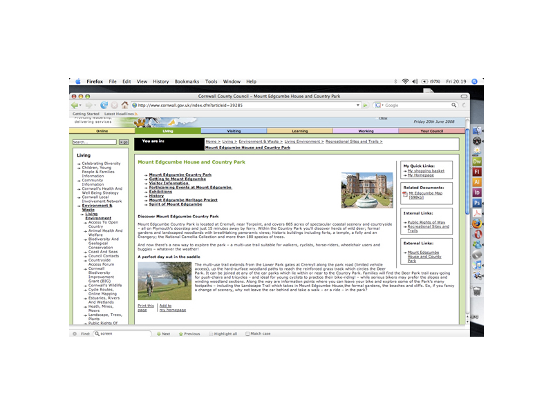 Cornwall County Council Website design and implementation. Cornwall county council websites.