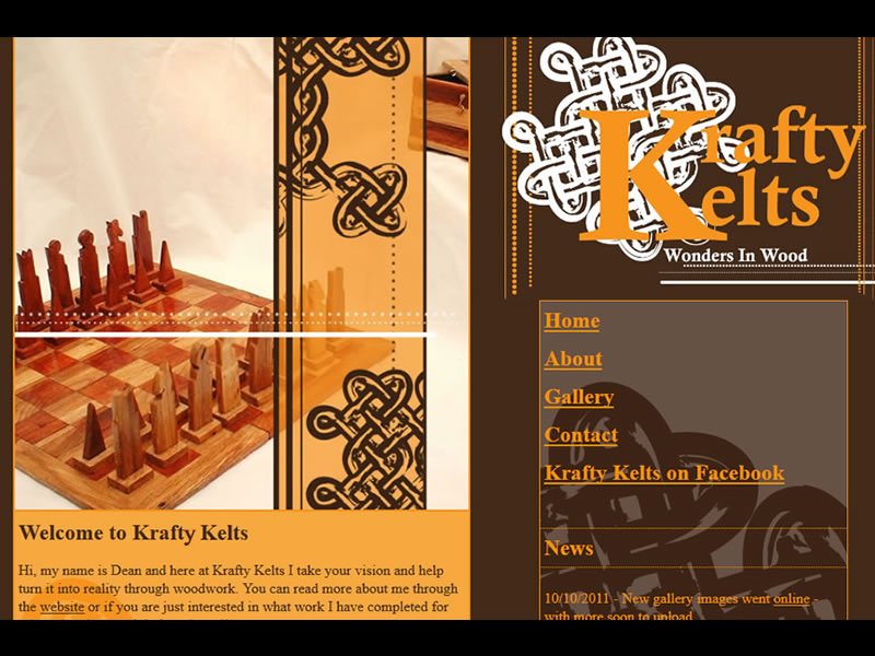 Krafty Kelts website, designed by Nik Kiss and implemented and maintained by Rob Kiss until June 2012. Krafty Kelts website design.